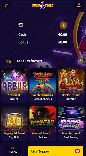 version mobile spintime casino